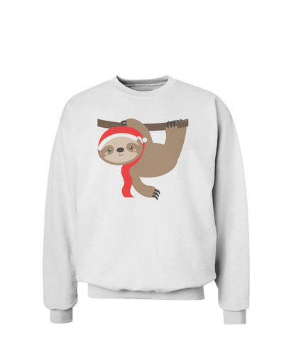 Cute Christmas Sloth with Santa Hat Sweatshirt-Sweatshirts-TooLoud-White-Small-Davson Sales