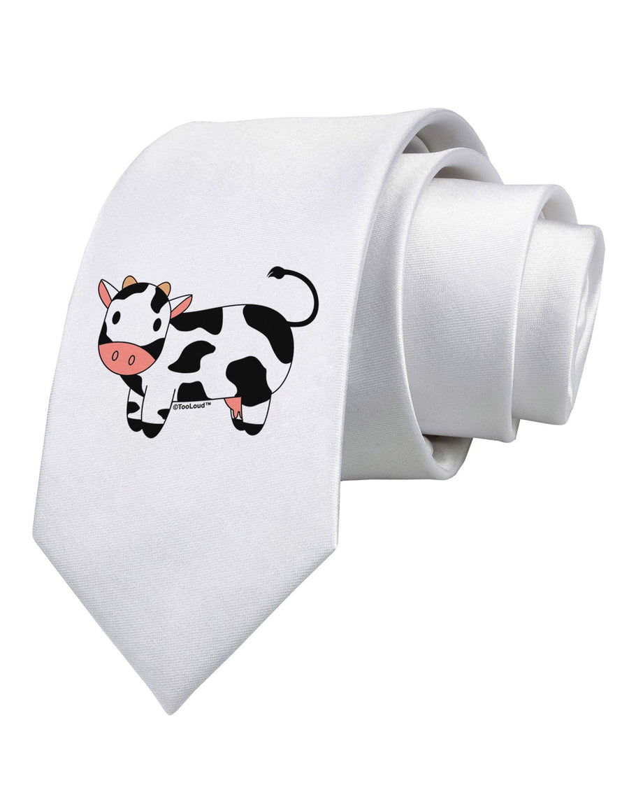 Cute Cow Printed White Necktie