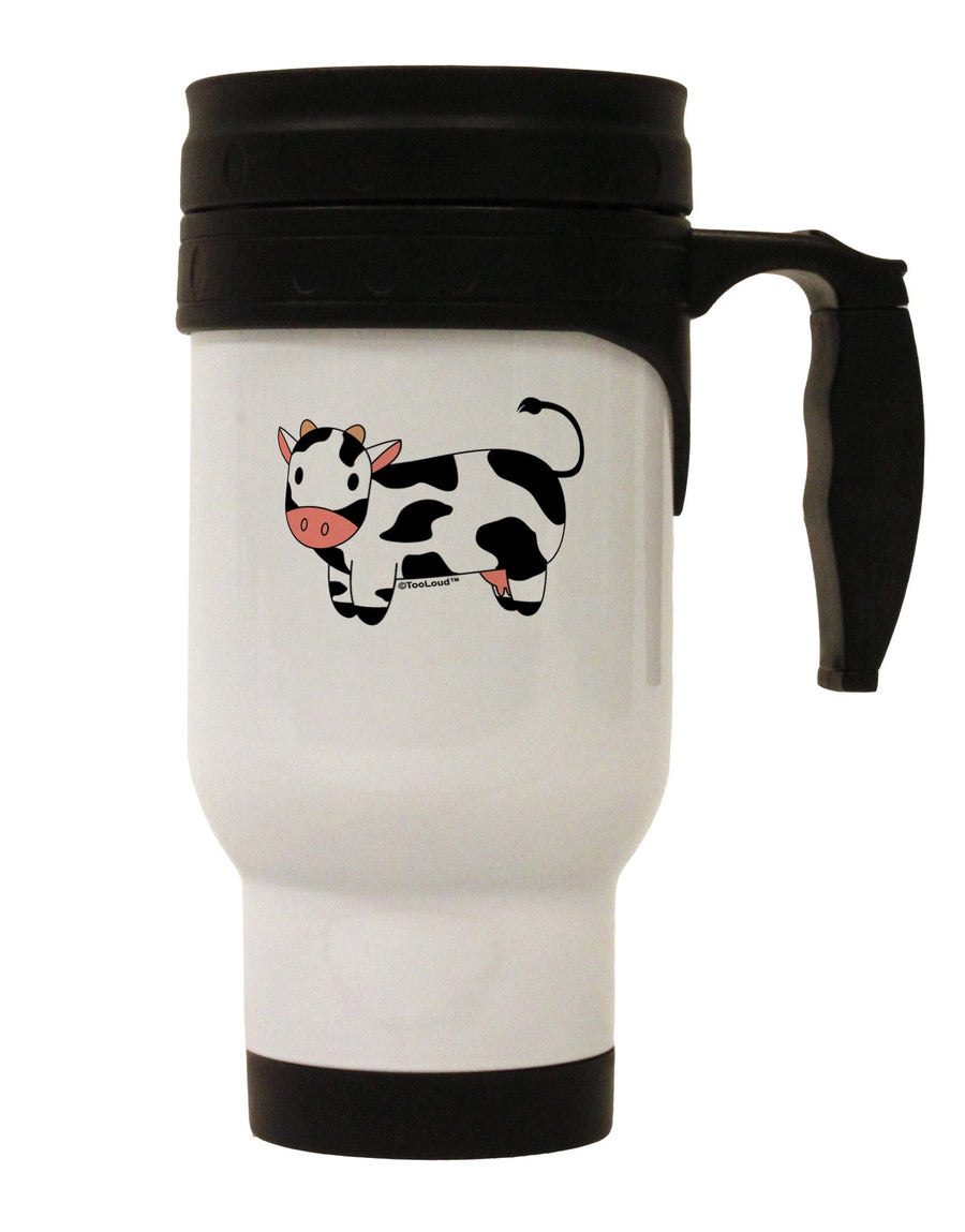 Cute Cow Stainless Steel 14oz Travel Mug-Travel Mugs-TooLoud-White-Davson Sales