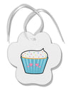 Cute Cupcake with Sprinkles - Heart Eyes Paw Print Shaped Ornament by TooLoud-Ornament-TooLoud-White-Davson Sales