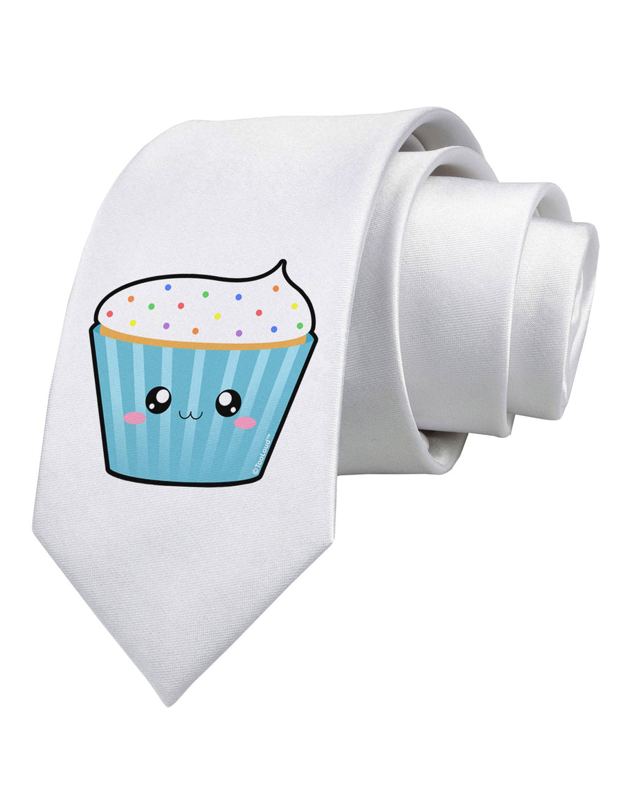 Cute Cupcake with Sprinkles Printed White Necktie by TooLoud