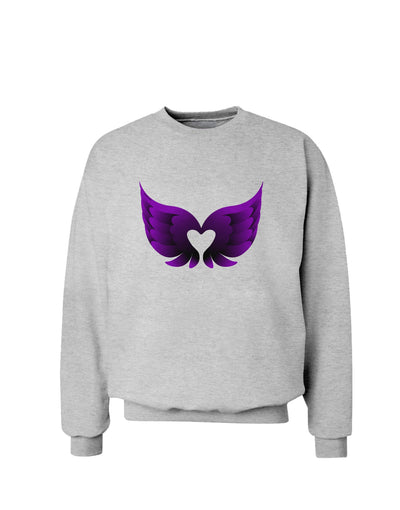 Cute Dark Angel Wings Black and Purple Heart Sweatshirt-Sweatshirts-TooLoud-AshGray-Small-Davson Sales