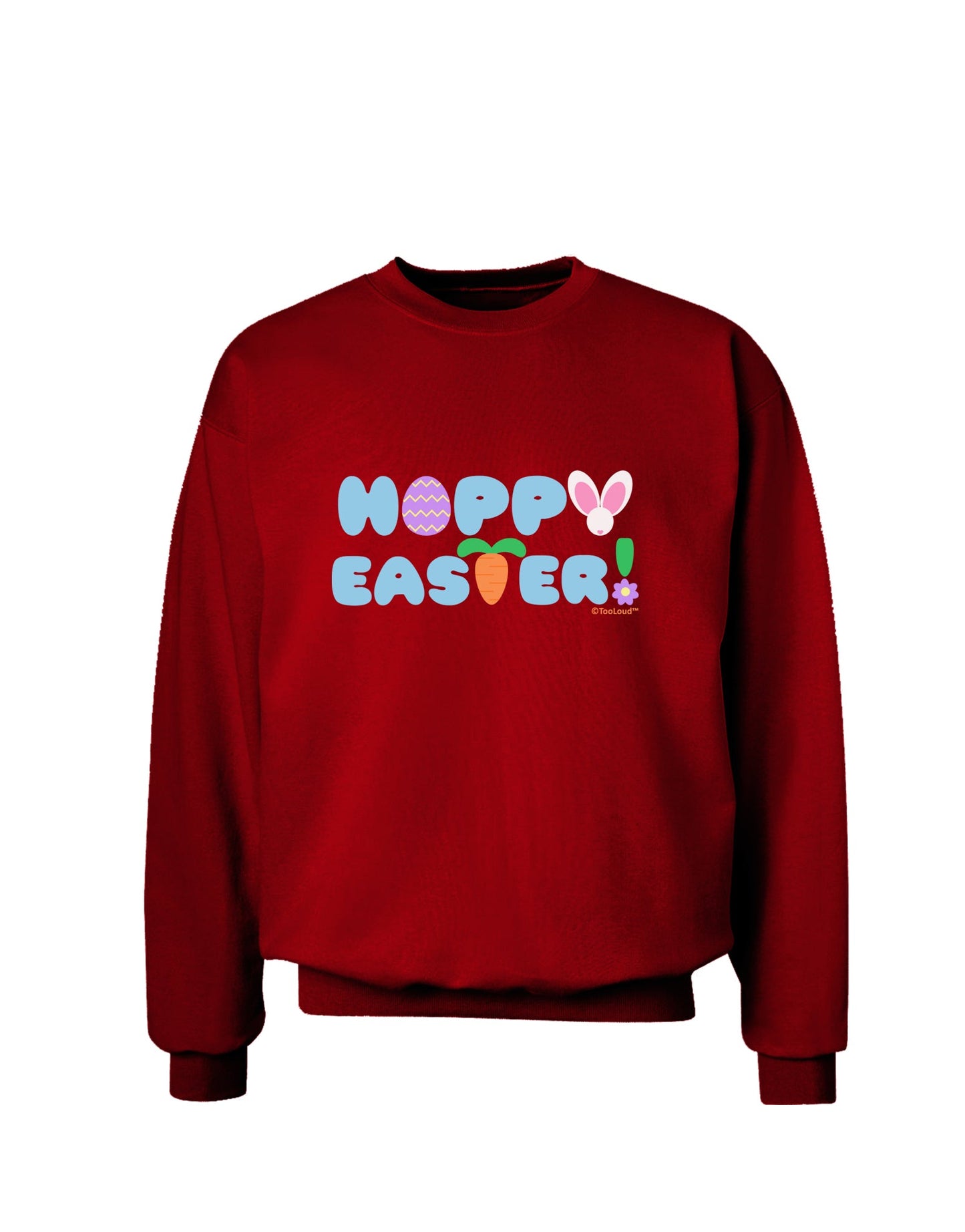 Cute Decorative Hoppy Easter Design Adult Dark Sweatshirt by TooLoud-Sweatshirts-TooLoud-Deep-Red-Small-Davson Sales