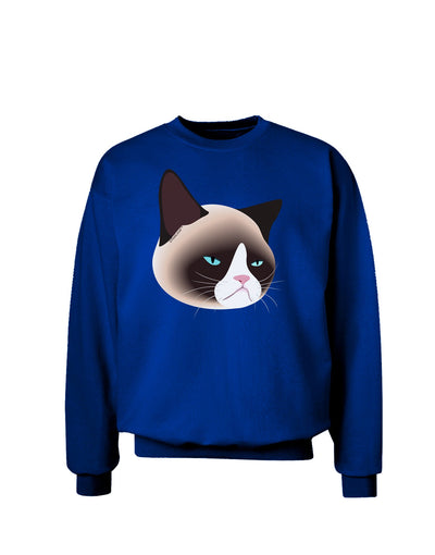 Cute Disgruntled Siamese Cat Adult Dark Sweatshirt by-Sweatshirts-TooLoud-Deep-Royal-Blue-Small-Davson Sales
