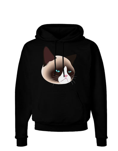 Cute Disgruntled Siamese Cat Dark Hoodie Sweatshirt by