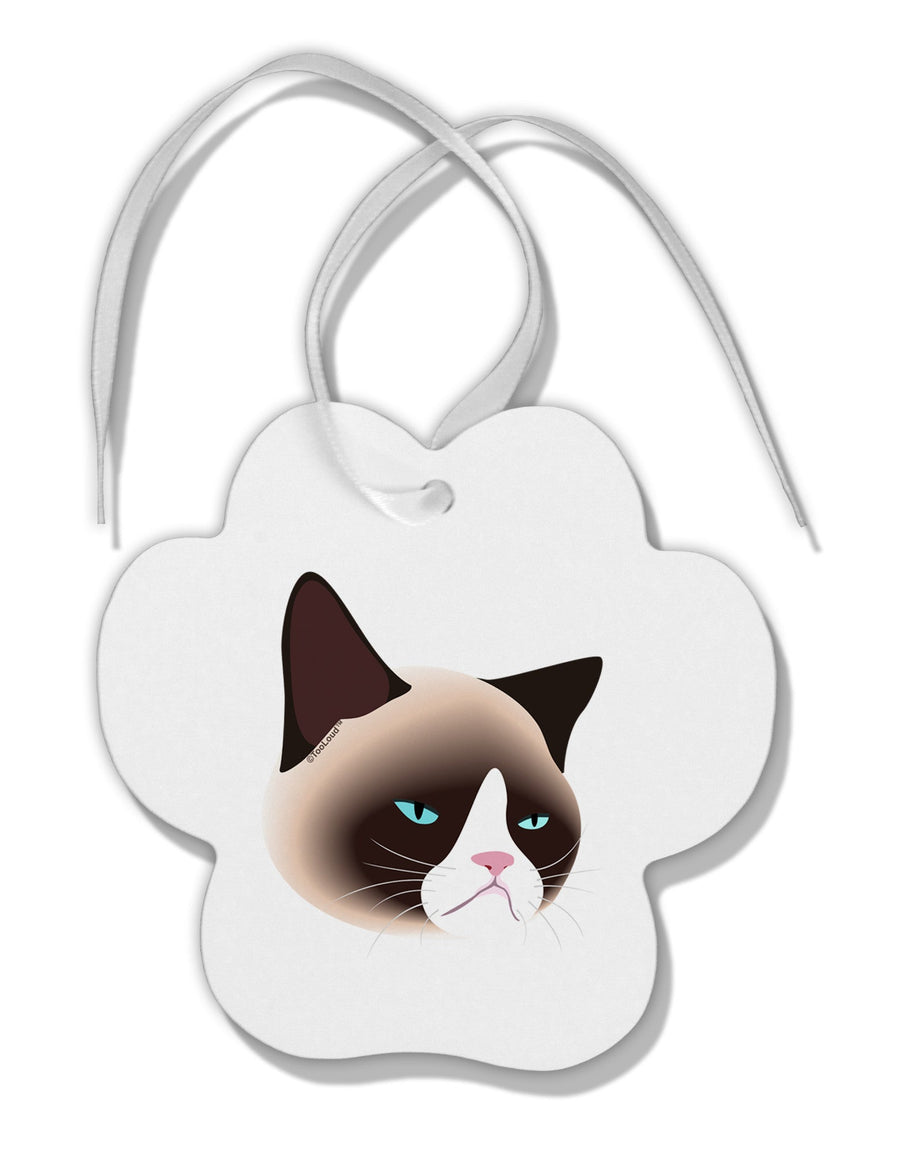 Cute Disgruntled Siamese Cat Paw Print Shaped Ornament-Ornament-TooLoud-White-Davson Sales