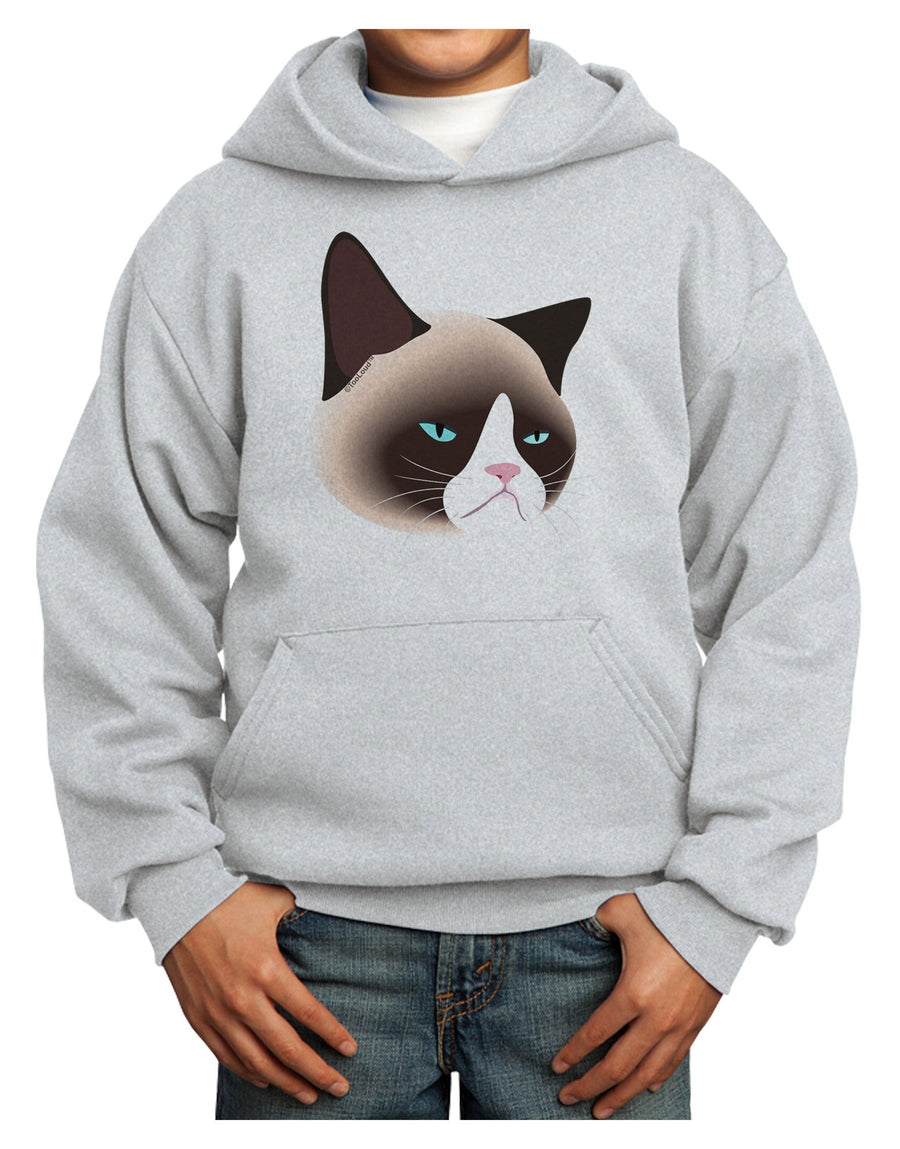 Cute Disgruntled Siamese Cat Youth Hoodie Pullover Sweatshirt-Youth Hoodie-TooLoud-White-XS-Davson Sales