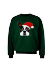 Cute Dog with Santa Hat - Christmas Adult Dark Sweatshirt-Sweatshirts-TooLoud-Deep-Forest-Green-Small-Davson Sales