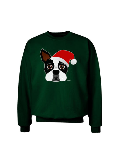 Cute Dog with Santa Hat - Christmas Adult Dark Sweatshirt-Sweatshirts-TooLoud-Deep-Forest-Green-Small-Davson Sales