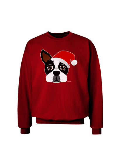 Cute Dog with Santa Hat - Christmas Adult Dark Sweatshirt-Sweatshirts-TooLoud-Deep-Red-Small-Davson Sales