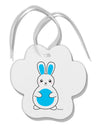 Cute Easter Bunny - Blue Paw Print Shaped Ornament by TooLoud-Ornament-TooLoud-White-Davson Sales