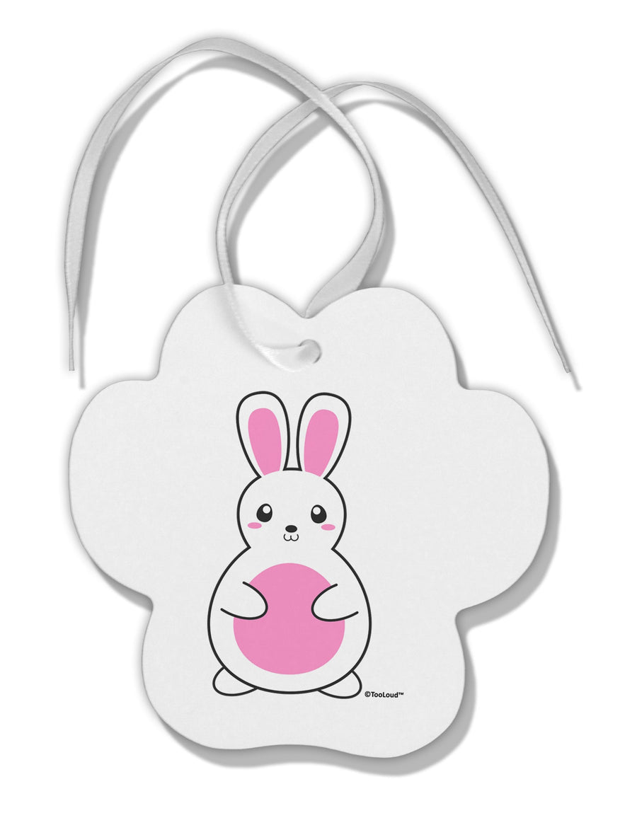 Cute Easter Bunny - Pink Paw Print Shaped Ornament by TooLoud-Ornament-TooLoud-White-Davson Sales