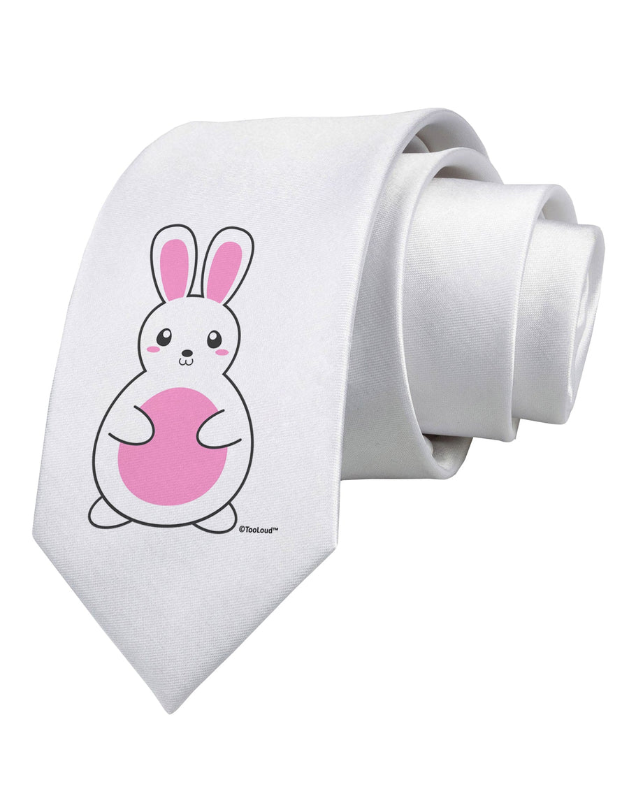 Cute Easter Bunny - Pink Printed White Necktie by TooLoud