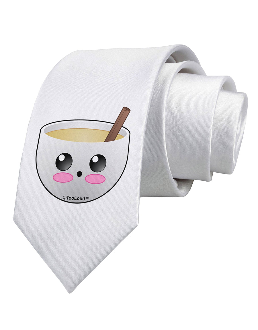 Cute Egg Nog Design - Printed White Necktie by TooLoud