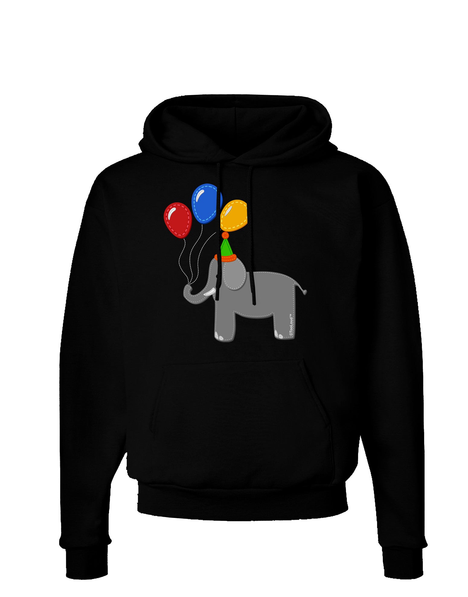Cute Elephant with Balloons Dark Hoodie Sweatshirt-Hoodie-TooLoud-Black-Small-Davson Sales