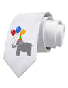 Cute Elephant with Balloons Printed White Necktie