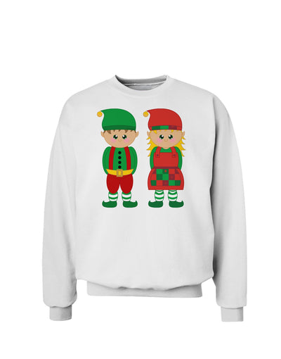 Cute Elf Couple Christmas Sweatshirt-Sweatshirts-TooLoud-White-Small-Davson Sales