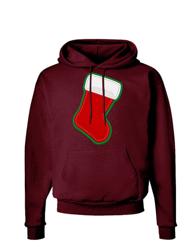 Cute Faux Applique Christmas Stocking Dark Hoodie Sweatshirt-Hoodie-TooLoud-Maroon-Small-Davson Sales