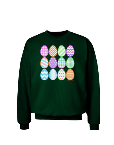 Cute Faux Applique Easter Eggs Adult Dark Sweatshirt-Sweatshirts-TooLoud-Deep-Forest-Green-Small-Davson Sales