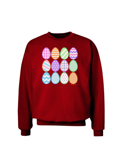 Cute Faux Applique Easter Eggs Adult Dark Sweatshirt-Sweatshirts-TooLoud-Deep-Red-Small-Davson Sales