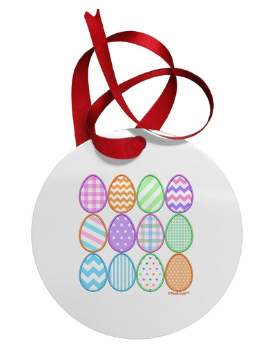 Cute Faux Applique Easter Eggs Circular Metal Ornament-Ornament-TooLoud-White-Davson Sales