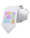 Cute Faux Applique Easter Eggs Printed White Necktie