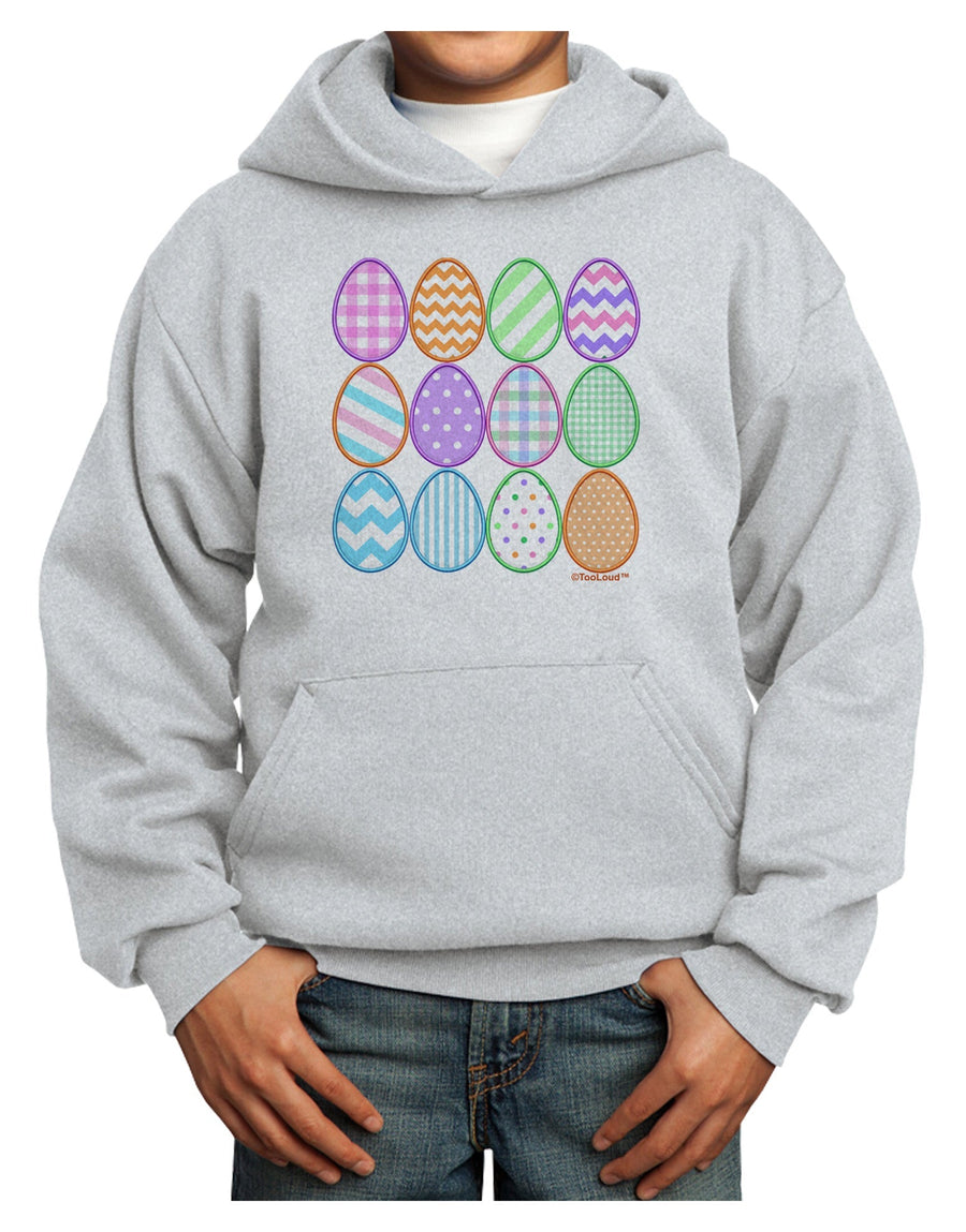 Cute Faux Applique Easter Eggs Youth Hoodie Pullover Sweatshirt-Youth Hoodie-TooLoud-White-XS-Davson Sales