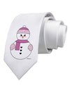 Cute Girl Snowman - Christmas Printed White Necktie by TooLoud