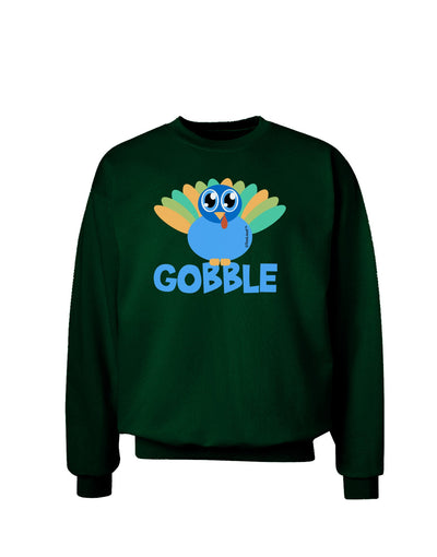 Cute Gobble Turkey Blue Adult Dark Sweatshirt-Sweatshirts-TooLoud-Deep-Forest-Green-Small-Davson Sales