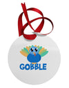 Cute Gobble Turkey Blue Circular Metal Ornament-Ornament-TooLoud-White-Davson Sales