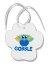 Cute Gobble Turkey Blue Paw Print Shaped Ornament-Ornament-TooLoud-White-Davson Sales