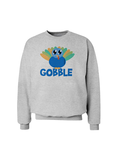 Cute Gobble Turkey Blue Sweatshirt-Sweatshirts-TooLoud-AshGray-Small-Davson Sales