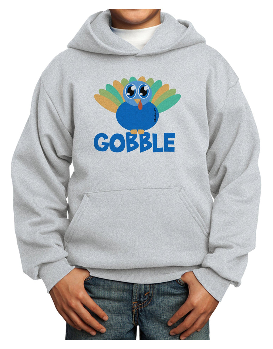 Cute Gobble Turkey Blue Youth Hoodie Pullover Sweatshirt-Youth Hoodie-TooLoud-White-XS-Davson Sales