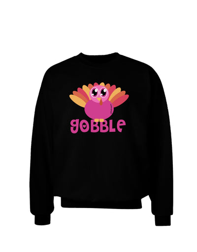 Cute Gobble Turkey Pink Adult Dark Sweatshirt-Sweatshirts-TooLoud-Black-Small-Davson Sales