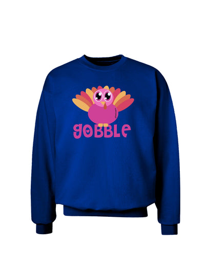 Cute Gobble Turkey Pink Adult Dark Sweatshirt-Sweatshirts-TooLoud-Deep-Royal-Blue-Small-Davson Sales