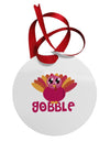 Cute Gobble Turkey Pink Circular Metal Ornament-Ornament-TooLoud-White-Davson Sales