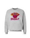 Cute Gobble Turkey Pink Sweatshirt-Sweatshirts-TooLoud-AshGray-Small-Davson Sales