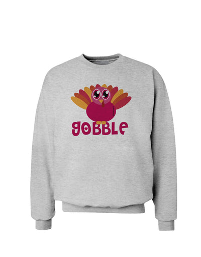 Cute Gobble Turkey Pink Sweatshirt-Sweatshirts-TooLoud-AshGray-Small-Davson Sales