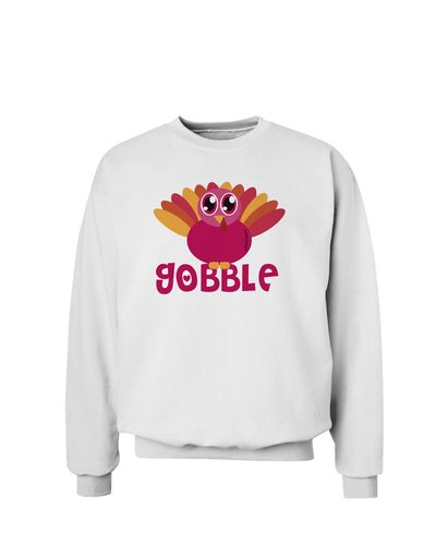 Cute Gobble Turkey Pink Sweatshirt-Sweatshirts-TooLoud-White-Small-Davson Sales