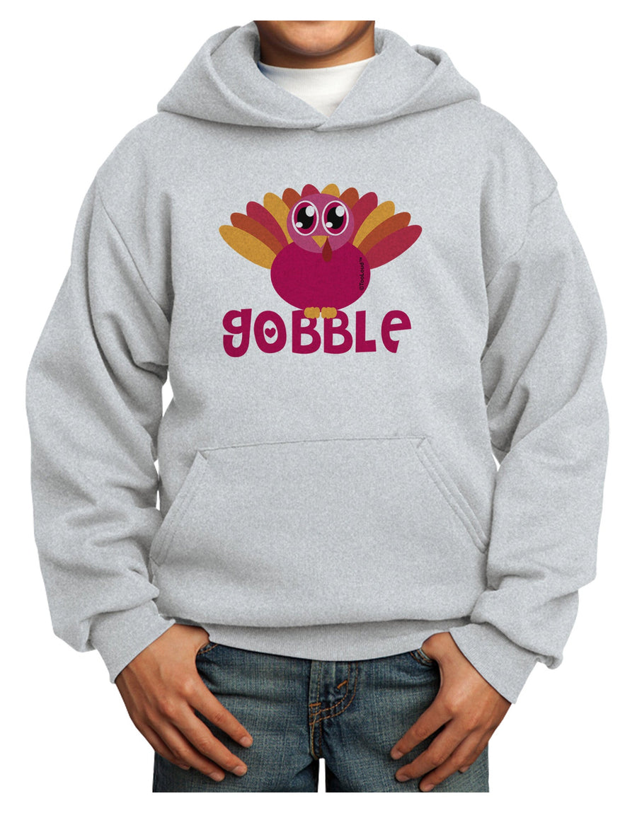 Cute Gobble Turkey Pink Youth Hoodie Pullover Sweatshirt-Youth Hoodie-TooLoud-White-XS-Davson Sales