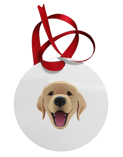 Cute Golden Retriever Puppy Face Circular Metal Ornament-Ornament-TooLoud-White-Davson Sales