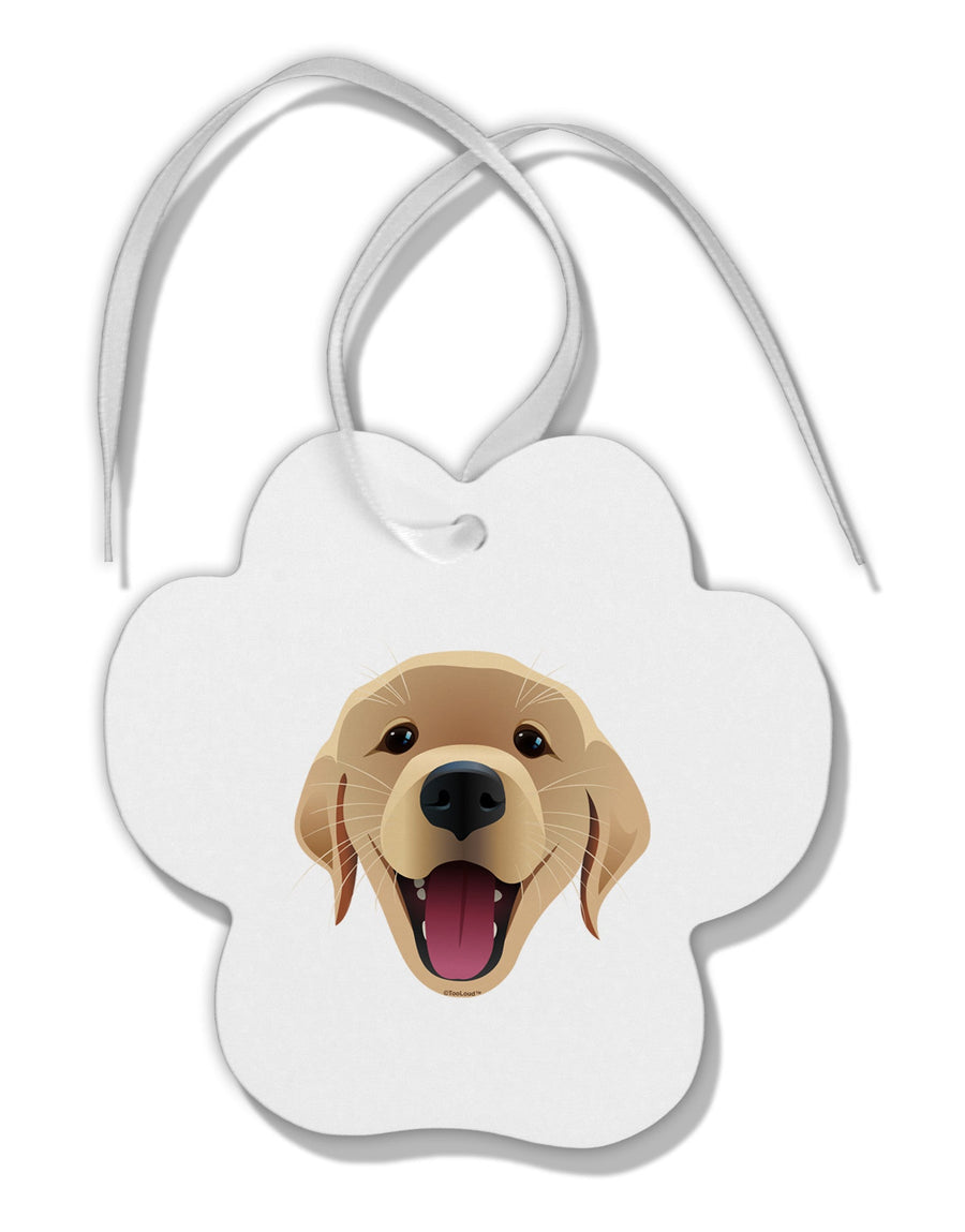 Cute Golden Retriever Puppy Face Paw Print Shaped Ornament-Ornament-TooLoud-White-Davson Sales