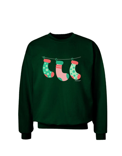 Cute Hanging Christmas Stockings Adult Dark Sweatshirt by TooLoud-Sweatshirts-TooLoud-Deep-Forest-Green-Small-Davson Sales