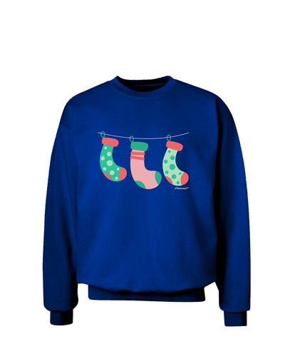 Cute Hanging Christmas Stockings Adult Dark Sweatshirt by TooLoud-Sweatshirts-TooLoud-Deep-Royal-Blue-Small-Davson Sales