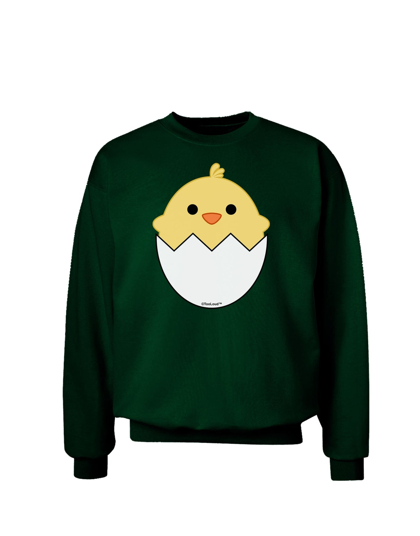 Cute Hatching Chick Design Adult Dark Sweatshirt by TooLoud-Sweatshirts-TooLoud-Deep-Forest-Green-Small-Davson Sales