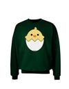 Cute Hatching Chick Design Adult Dark Sweatshirt by TooLoud-Sweatshirts-TooLoud-Deep-Forest-Green-Small-Davson Sales