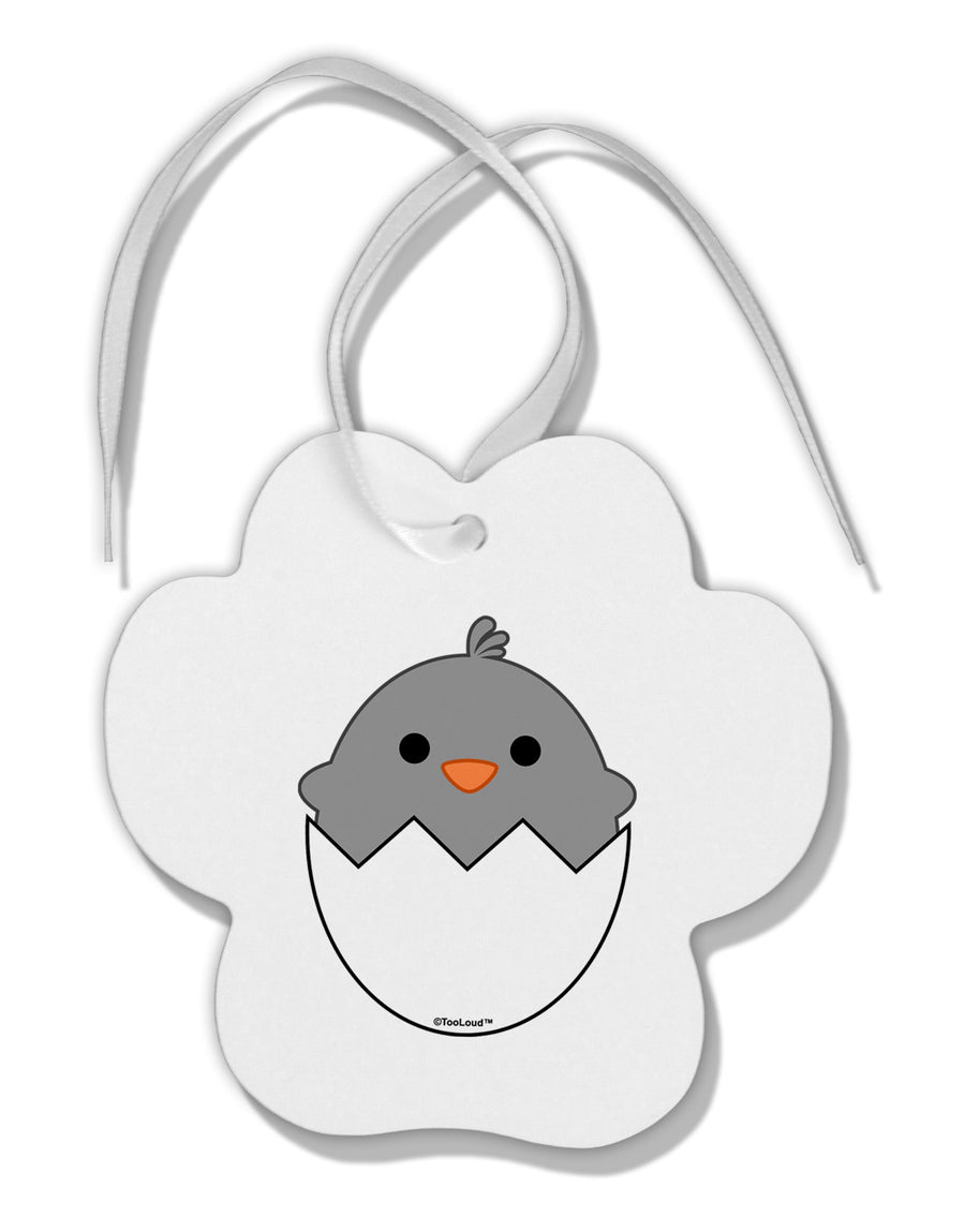 Cute Hatching Chick - Gray Paw Print Shaped Ornament by TooLoud-Ornament-TooLoud-White-Davson Sales