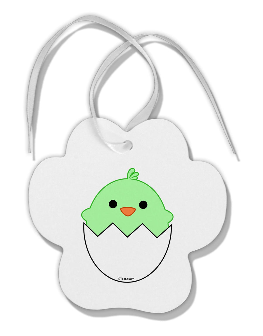 Cute Hatching Chick - Green Paw Print Shaped Ornament by TooLoud-Ornament-TooLoud-White-Davson Sales