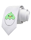 Cute Hatching Chick - Green Printed White Necktie by TooLoud