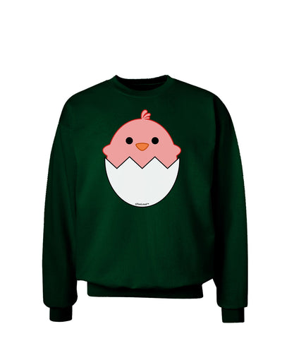 Cute Hatching Chick - Pink Adult Dark Sweatshirt by TooLoud-Sweatshirts-TooLoud-Deep-Forest-Green-Small-Davson Sales